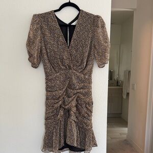 Astr Black and Brown Floral Mini Dress